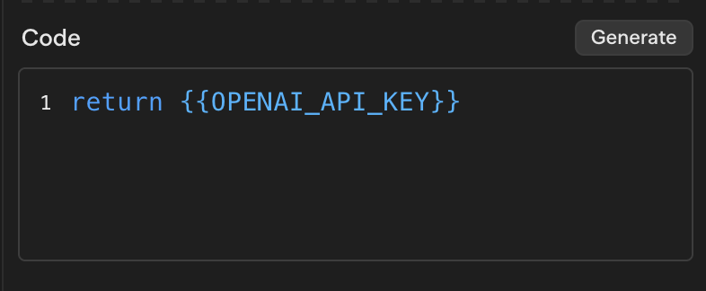 Digitar {{ em um campo abre um dropdown com os secrets disponíveis