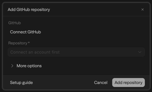 Add GitHub repository with one Connect GitHub action